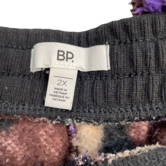 BP Womens Fleece Joggers Purple 2X Polyester Fleece Flowers Drawstring Waist - Picture 8 of 9